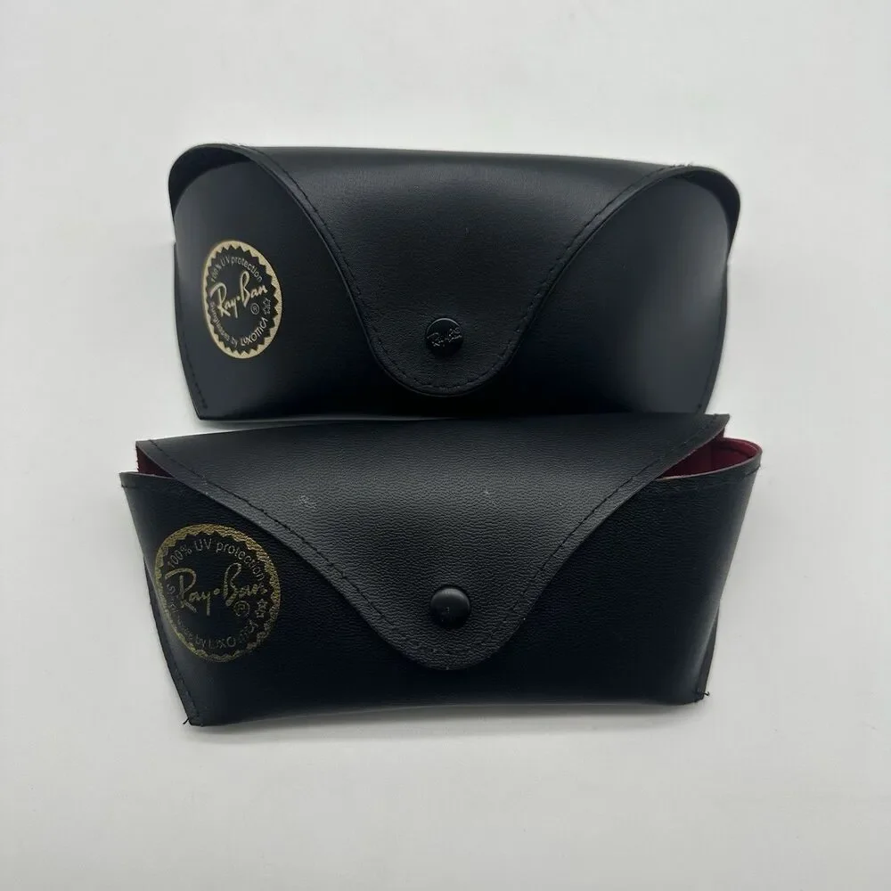 Genuine Ray Ban Sunglasses Case Only Empty Black Faux Leather Snap Replacement